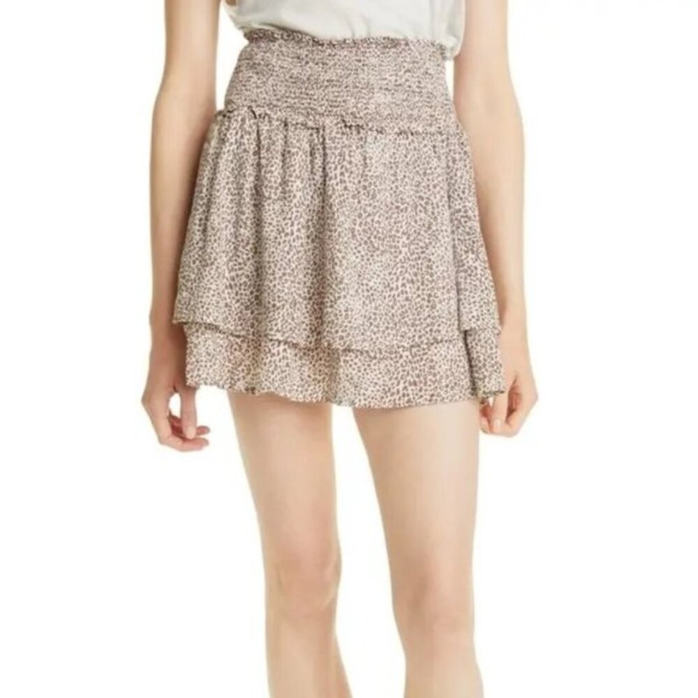 NWT Rails Addison Smocked Linen Blend Miniskirt ~ Sand Cheetah ~ Size XL